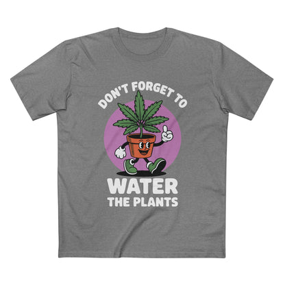 Water Your Plants Tee featuring a cartoon plant character reminding you to water your plants, perfect for plant lovers.