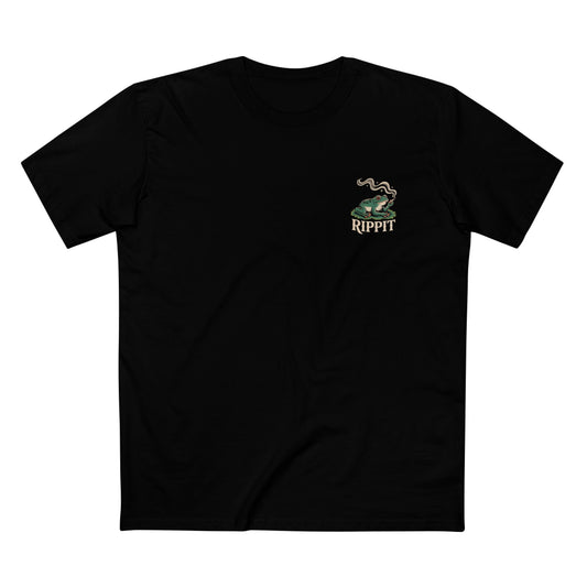 Rippit Frog Tee featuring a frog smoking a joint, ideal for stoner and nature enthusiasts.