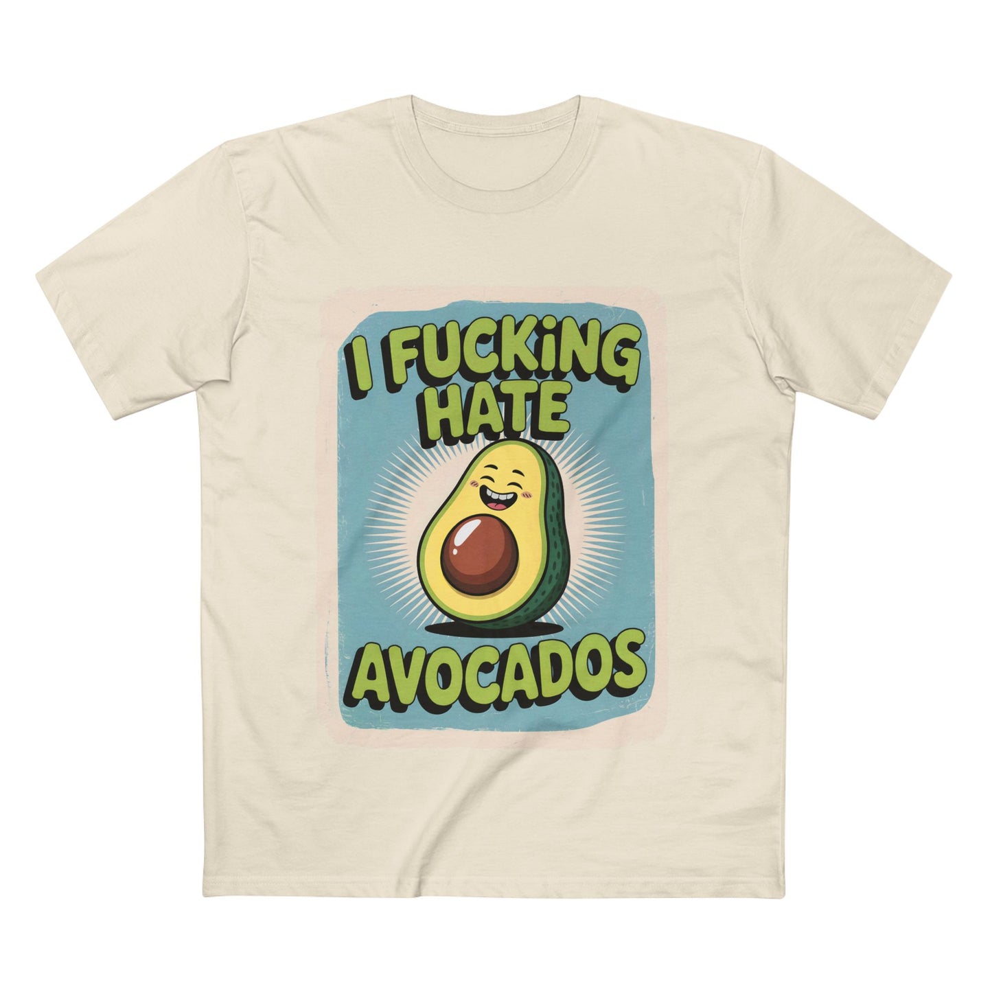 I Hate Avocados Tee featuring playful avocado graphic and humorous text for casual wear.