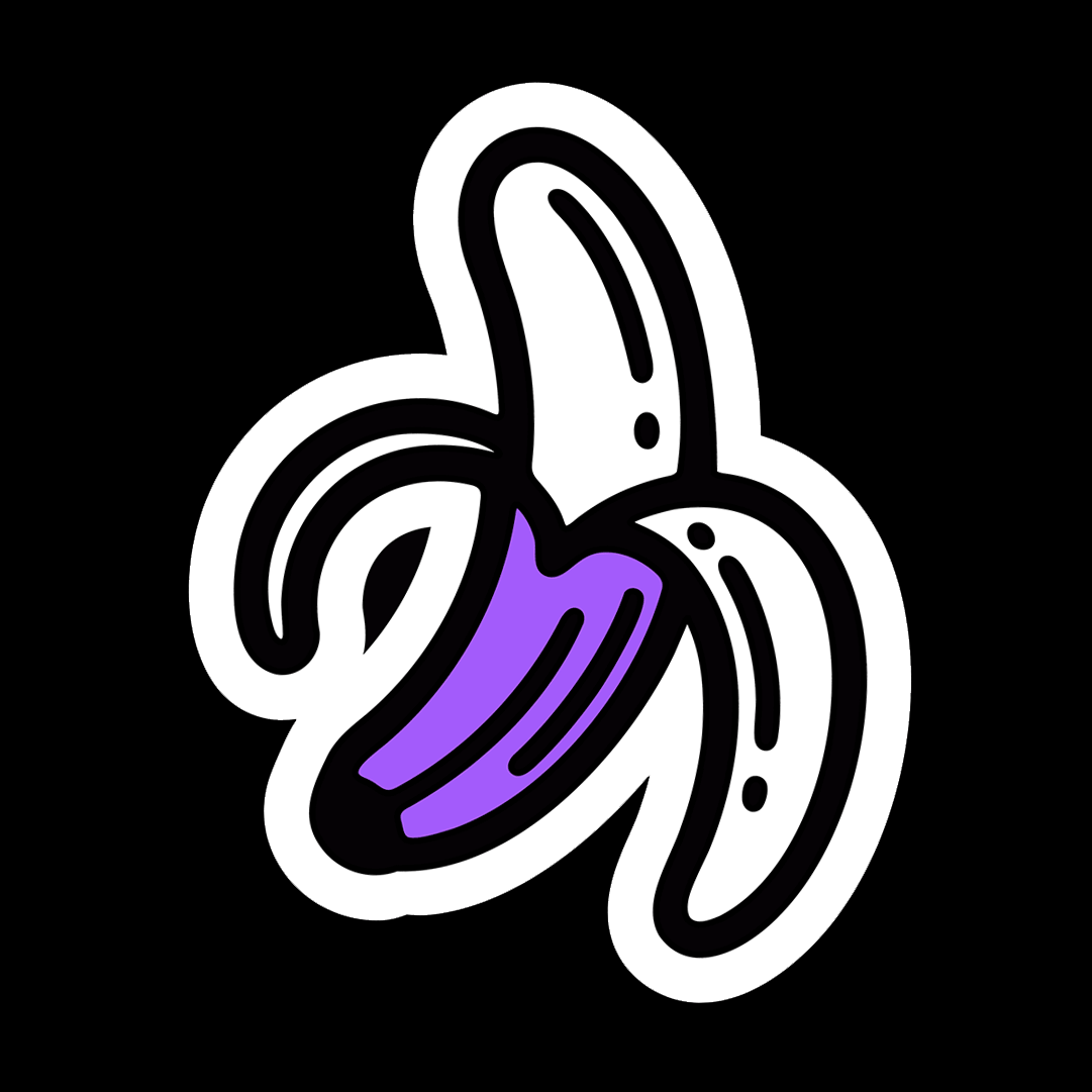 White and purple banana peeled