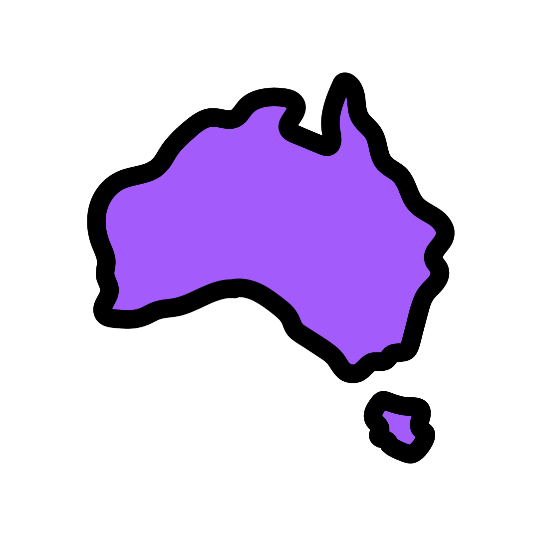 Map of Australia in purple on a white background
