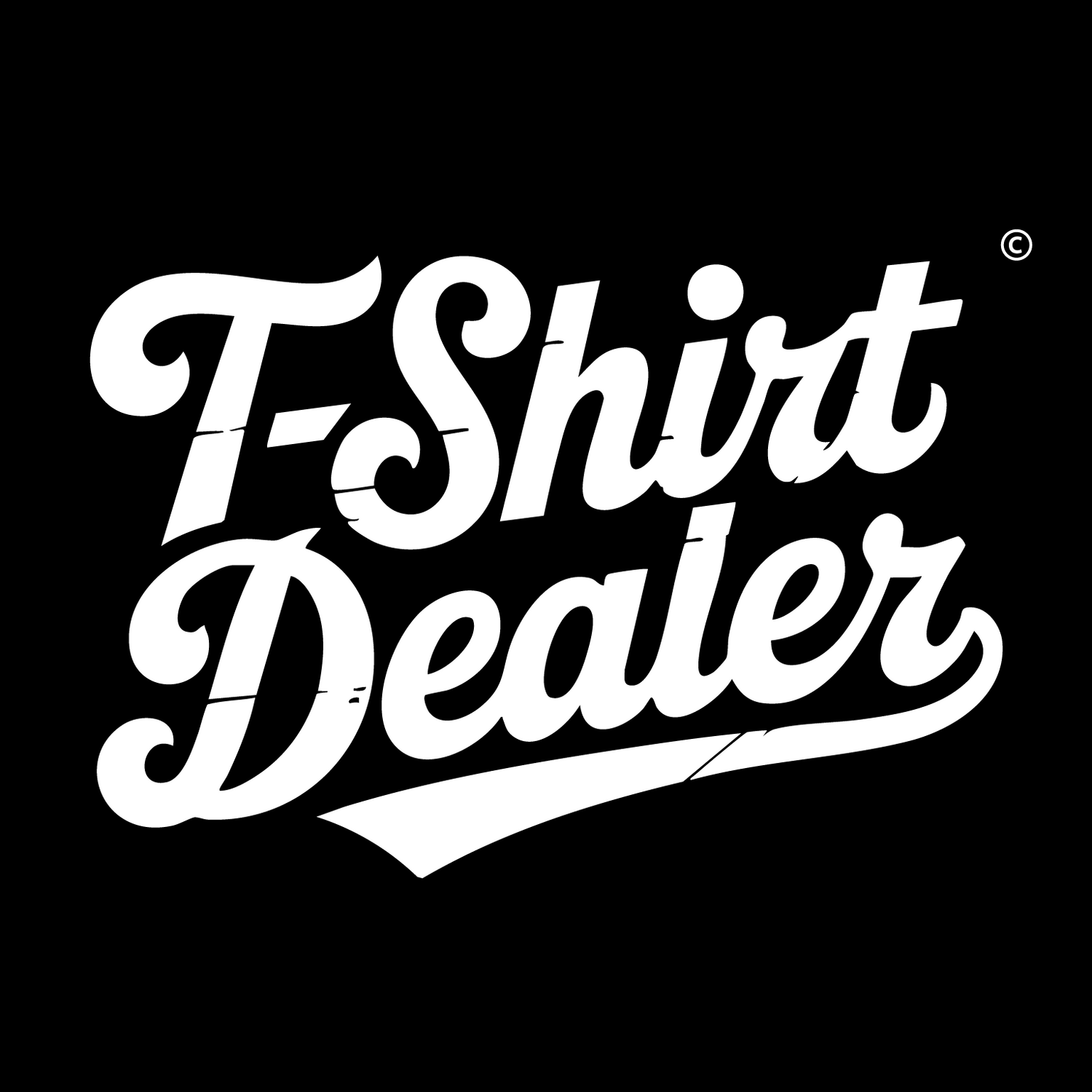 White 'T-Shirt Dealer' text on a black background