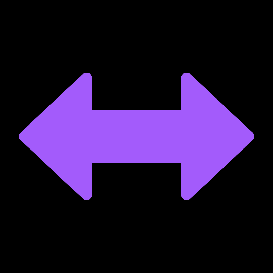 Purple double ended arrow on a black background