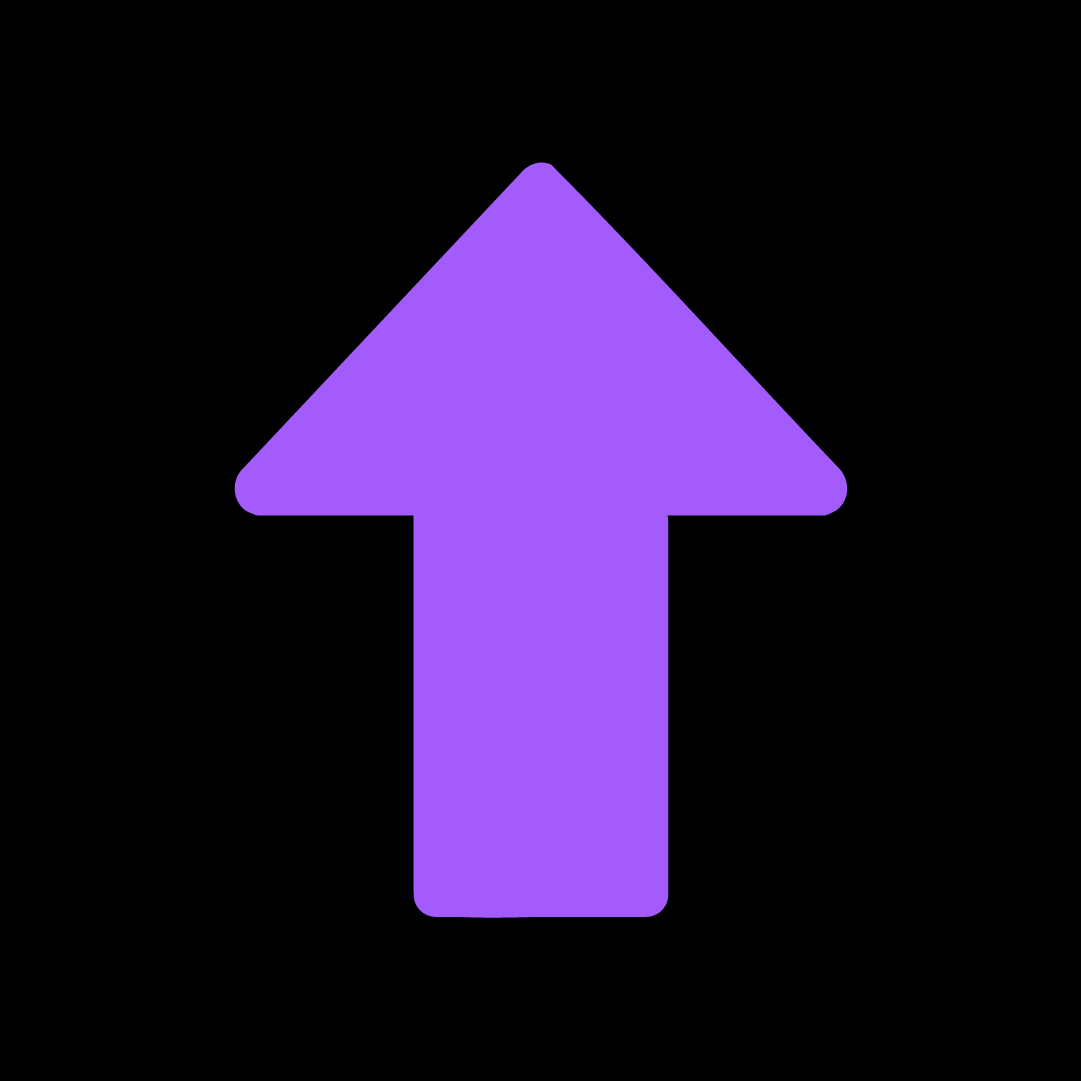 Purple upward arrow icon on a black background